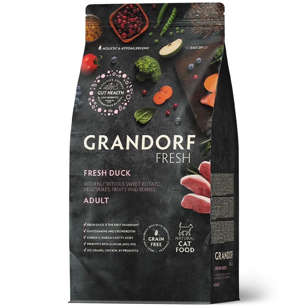 Grandorf Fresh, Fresh Duck, Adult для взрослых кошек (Свежее мясо утки с бататом)