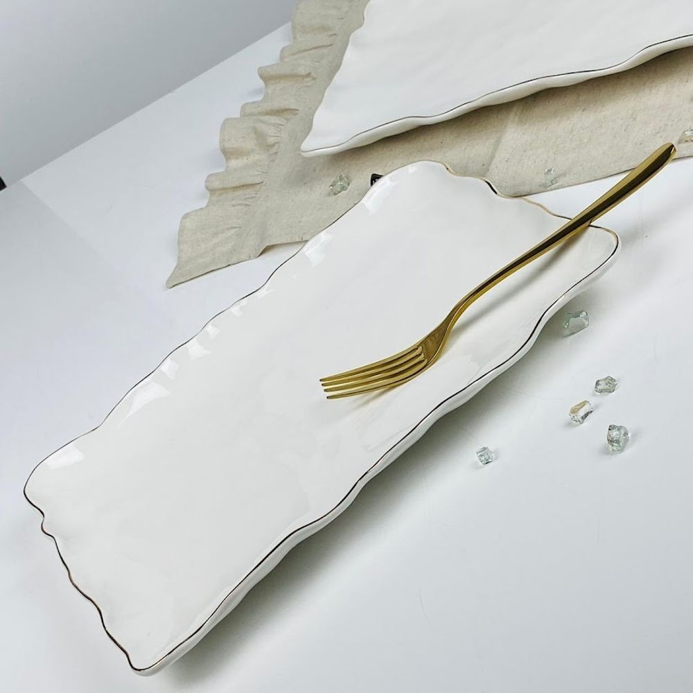 Lenardi 305-303 Набор из 2 прямоугольных блюд 30,5х20,5х3см ВАНЕССА СЕРЕБРО в под.уп.(х8)Фарфор