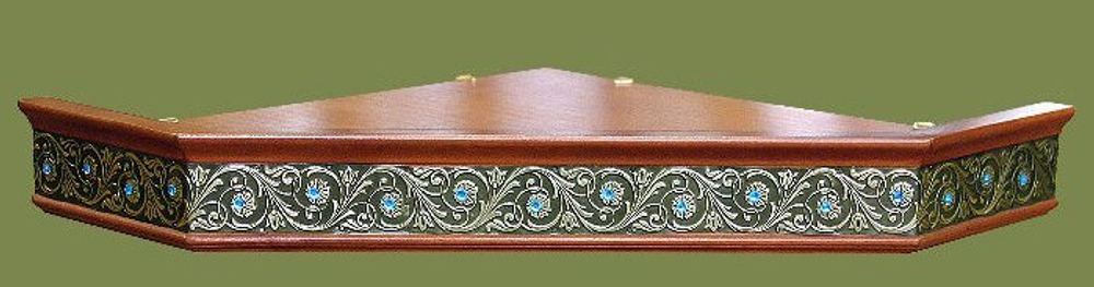 Иконная полка 1яр.угловая широкая басма со стразами 18144-1  (ЩПБ)