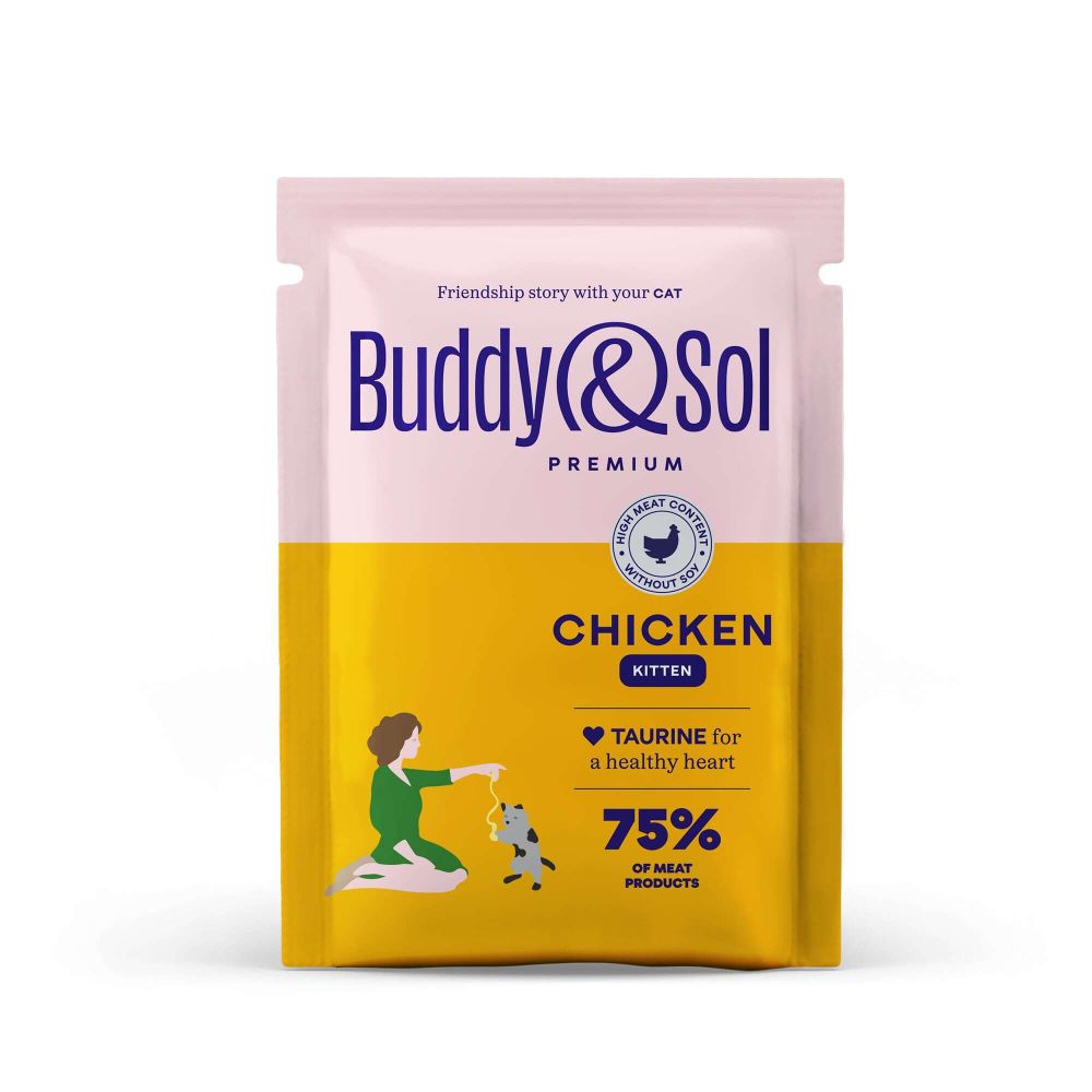 Паучи Buddy&amp;Sol PREMIUM KITTEN для котят курица в соусе 85 г