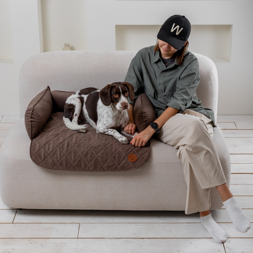 Диванный лежак из микровелюра, мокко 70х50 Rachel WOW