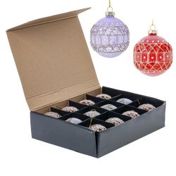 GAEM Набор из 12шт Украшение новогоднее "Шар", D 7.5 см, L34 W25 H9 см