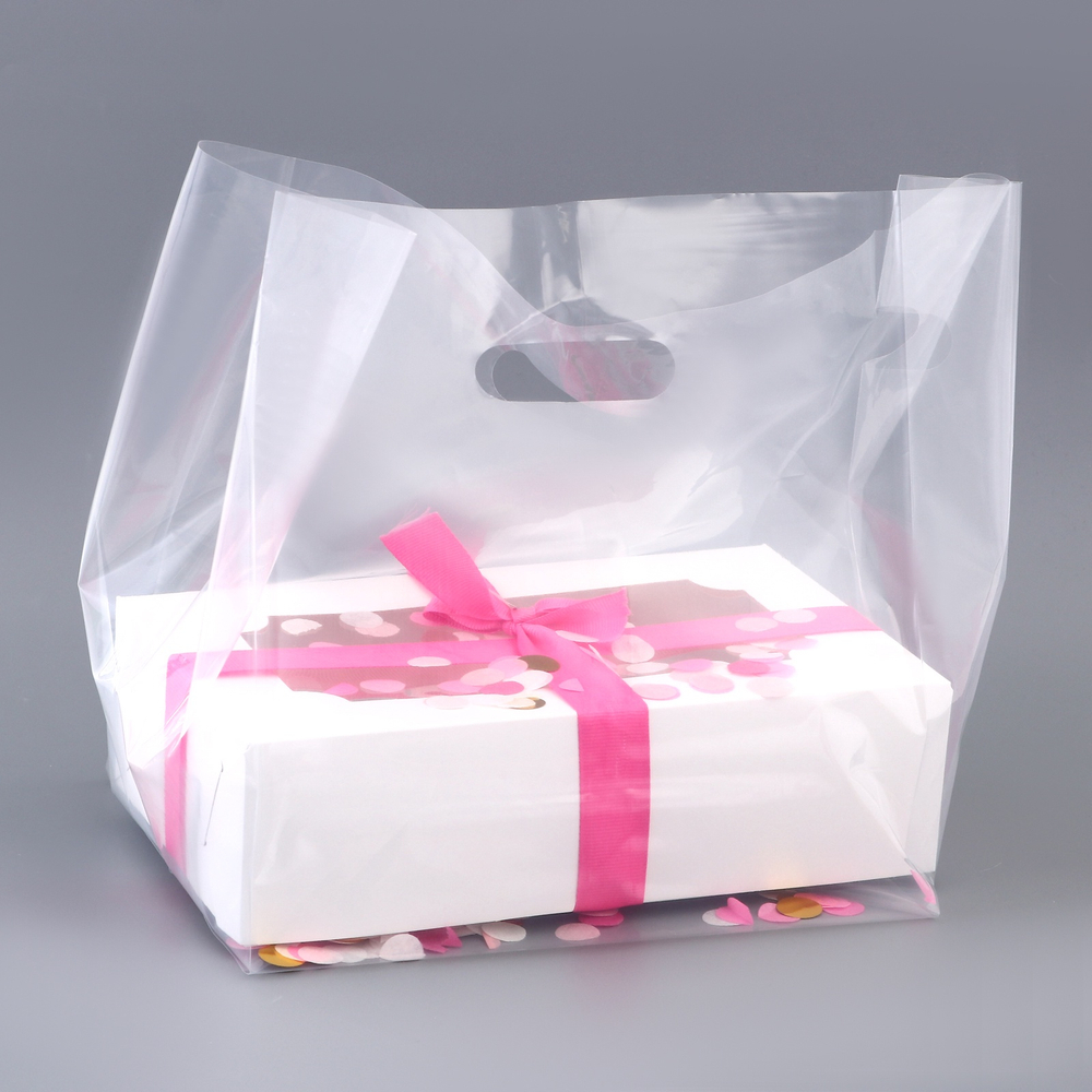 Пакет квадртаный полиэтиленовый с вырубной ручкой, прозрачный, 23,5х38+22см ± 5% 60 мкм 10638992