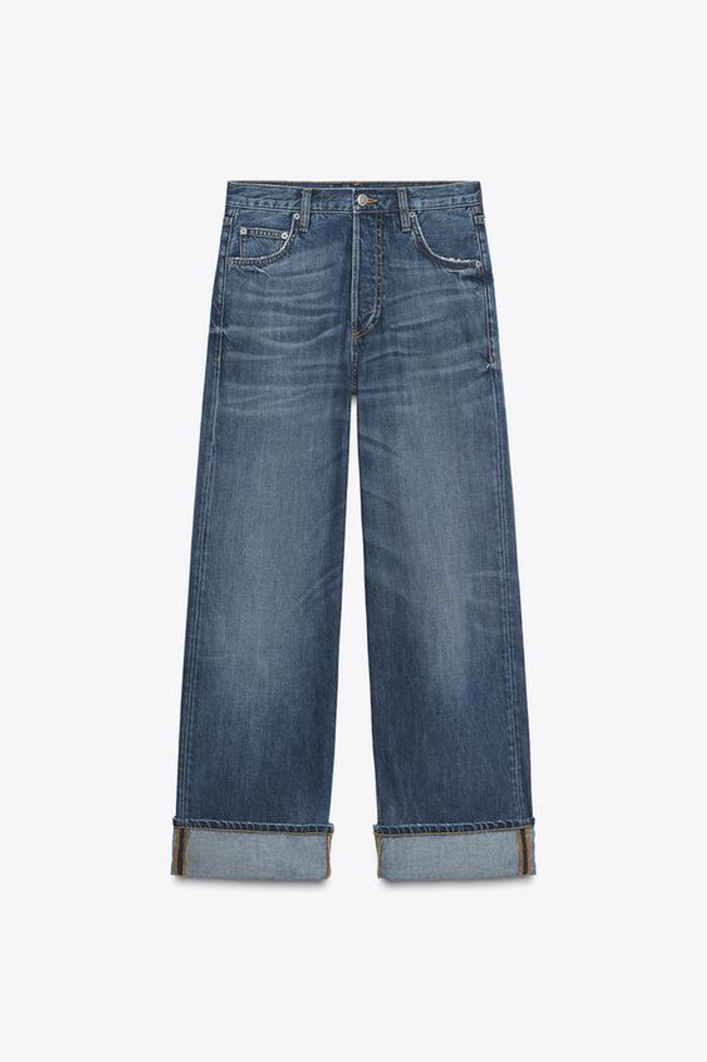 ZARA ДЖИНСЫ BAGGY С НИЗКОЙ ПОСАДКОЙ — ZW COLLECTION, СИНИЙ