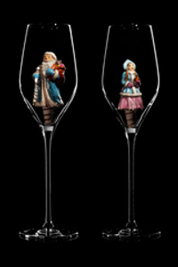 Подарочный набор из двух бокалов для шампанского Флюте "Дед Мороз и Снегурочка".