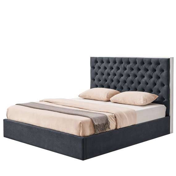 Кровать с подъемным механизмом Dalsa 160х200 см, темно-серая