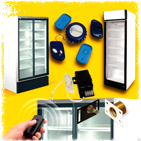 Установка электромагнитных замков на торговые двухдверные холодильники