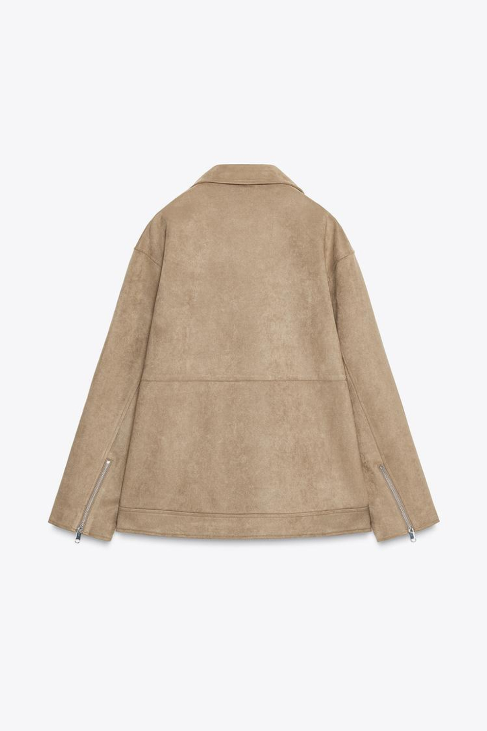 ZARA КУРТКА-КОСУХА ИЗ ИСКУССТВЕННОЙ ЗАМШИ, РЫЖЕВАТО-КОРИЧНЕВЫЙ