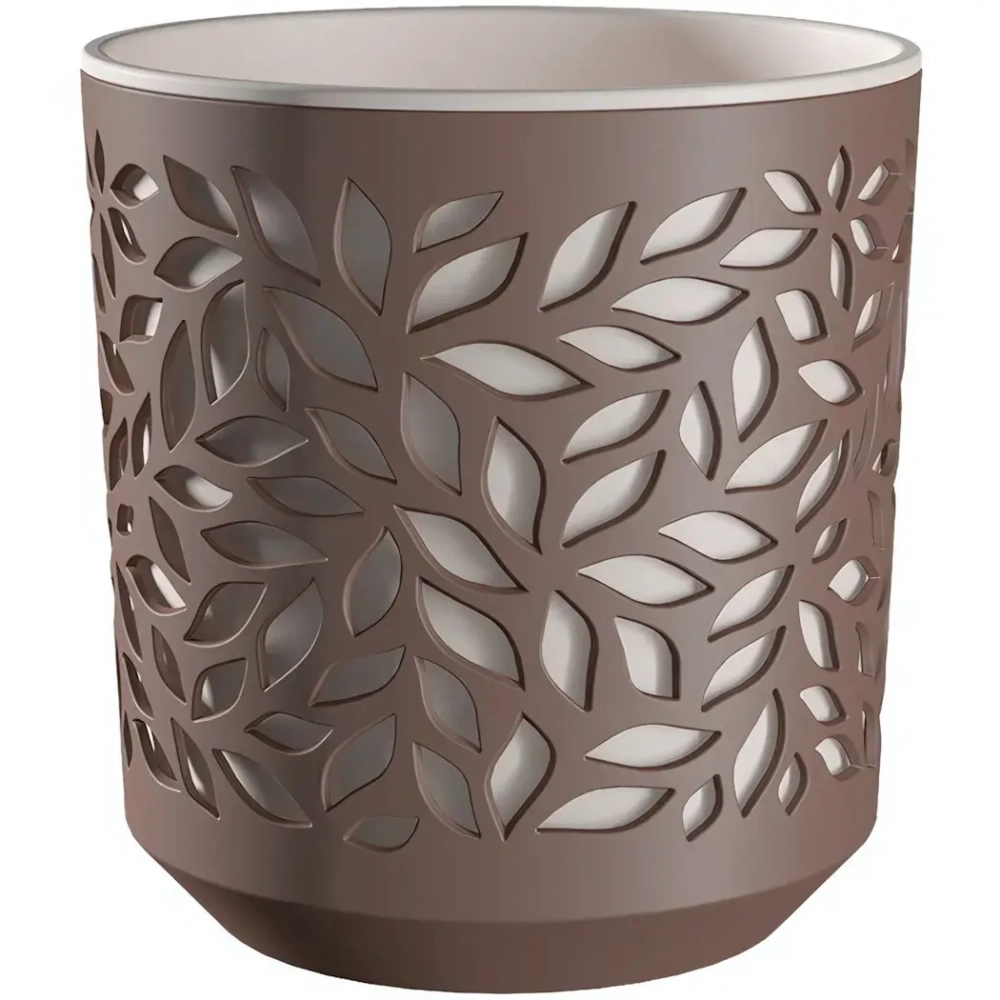 Кашпо для цветов пластиковое 2,5л d-16,2 см «Leaves» Мокко/Пудра