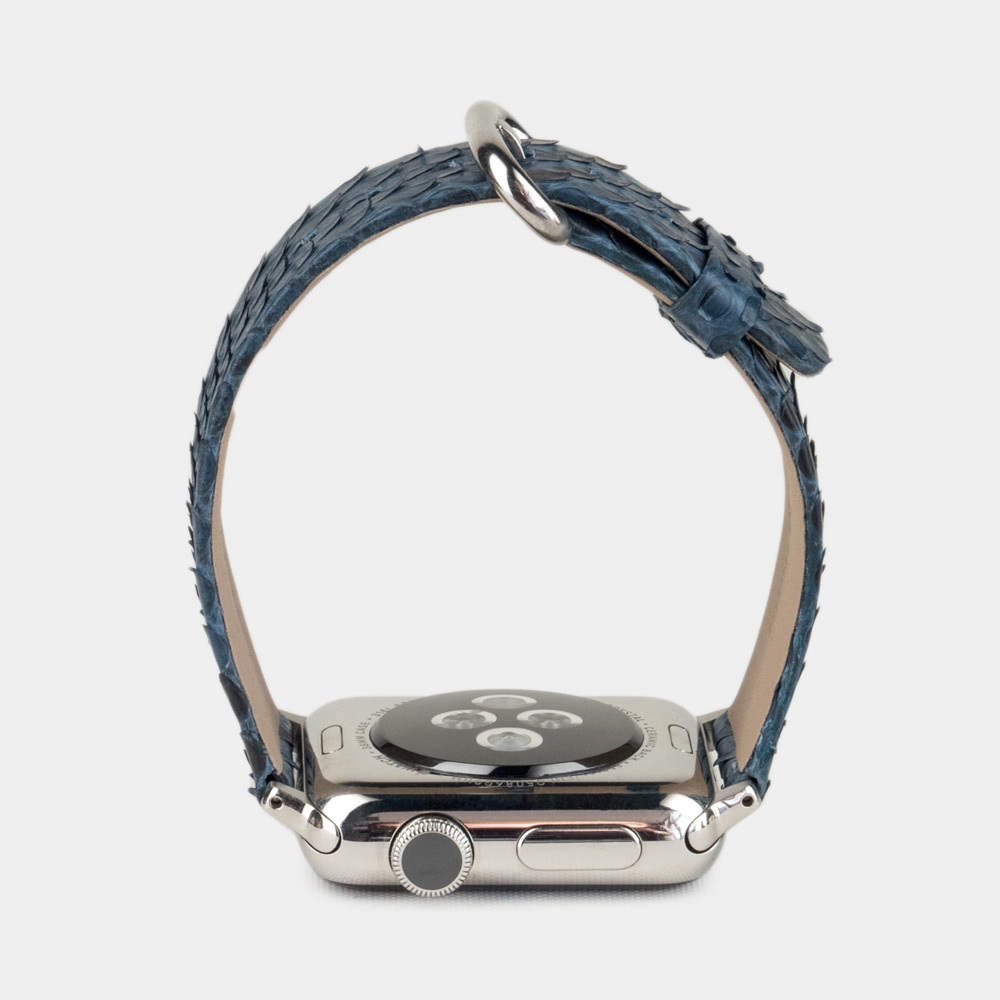 Ремешок для Apple Watch 40/41/42 mm из кожи питона, синего цвета