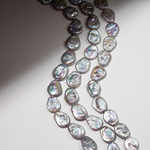 Жемчуг культивированный барочный в форме вытянутой монетки, серый, 18-20*15мм