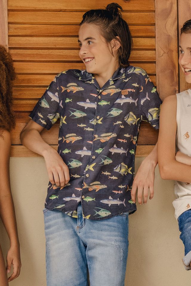 Хлопковая рубашка на пуговицах