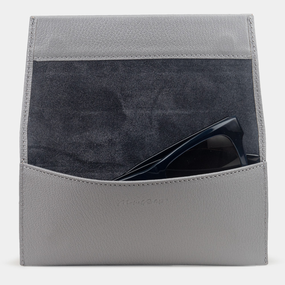 Футляр для очков Lentille из кожи козы, серого цвета