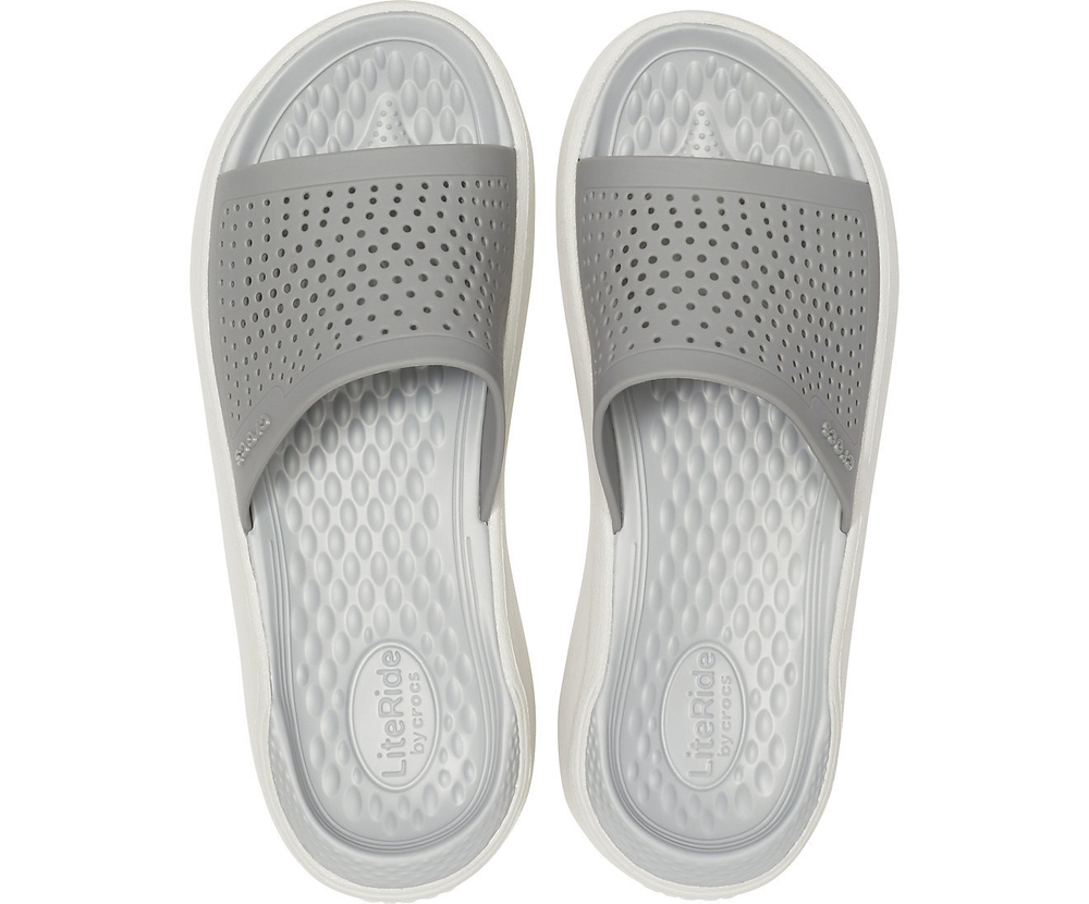 Шлепанцы CROCS LiteRide Slide Smoke/Pearl White