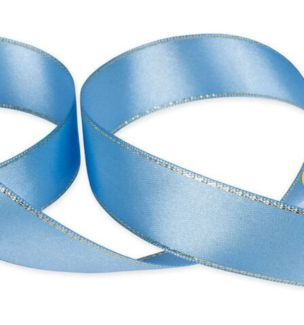 Лента атласная 25 мм , AL-25M двухстор. с металл. нитью 33 м , №049 под золото