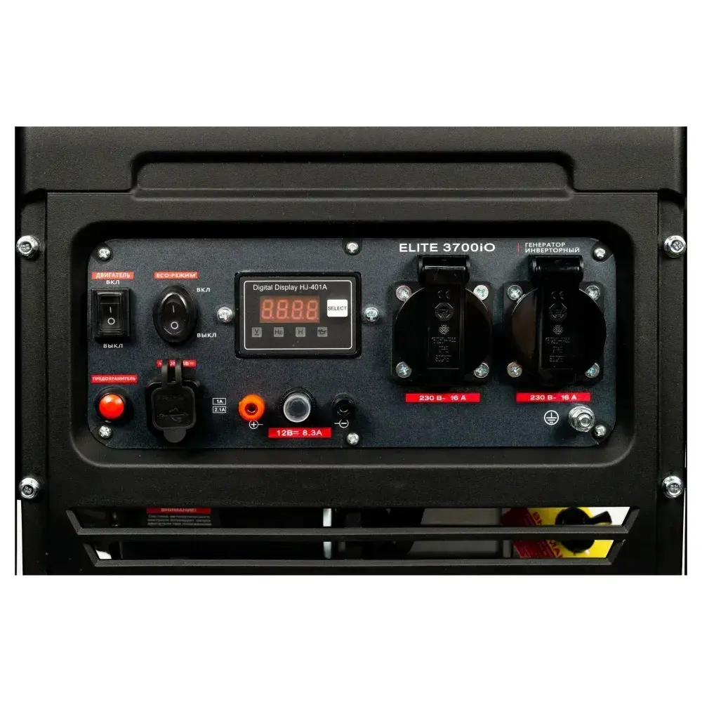 Генератор Инверторный Power Boss ELITE 3700iO, 3.7 кВт 223 см3, 7л объем топливного бака, ручной стартер, розетки 2х230 В/16 А, выход постоянного тока USB 5В, эко режим, 102002