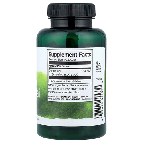 Swanson, Full Spectrum®, дягиль лекарственный, 530 мг, 100 капсул