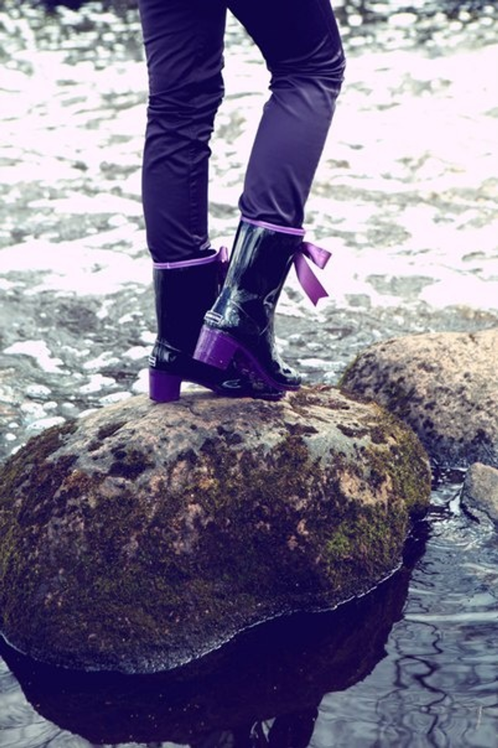 Сапоги BoomBoots  Black&Violet Short (с утеплителем)
