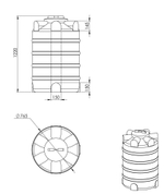 Емкость для технической воды Мультпласт KР-500 500 л. вертикальная (765x765x1220см;15кг;черный) - арт.552056