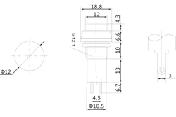 Выключатель-кнопка REXANT 250v 1 а (2с) off-(on) б/фикс красная (pbs-11в) 36-3040