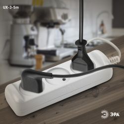 Удлинитель электрический ЭРА UX-3-5m без заземления 3 розетки 5м ШВВП 2x0,75мм2 6А | Бытовые удлинители