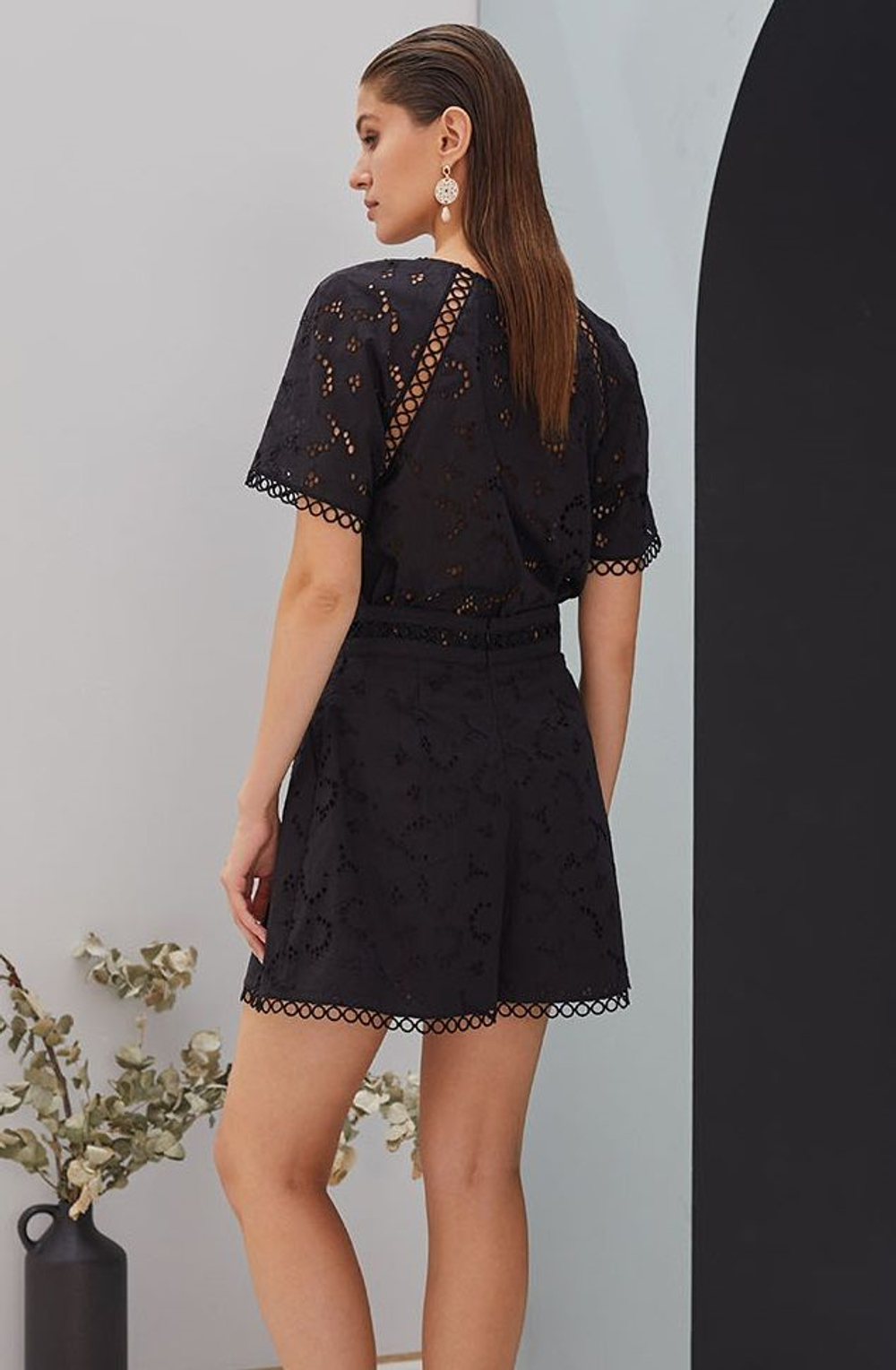 Хлопковые высокие шорты свободного кроя (Размер: M) (Цвет: ярко-розовый)