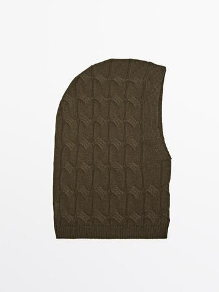 Massimo Dutti Плетеная балаклава, зеленый