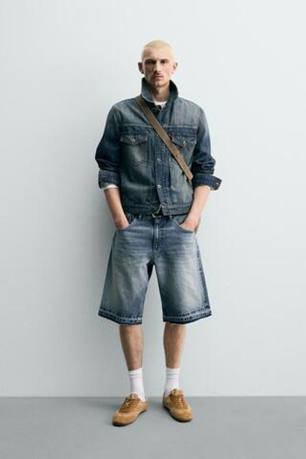 ZARA ДЖИНСОВЫЕ ШОРТЫ RELAXED FIT, СИНИЙ