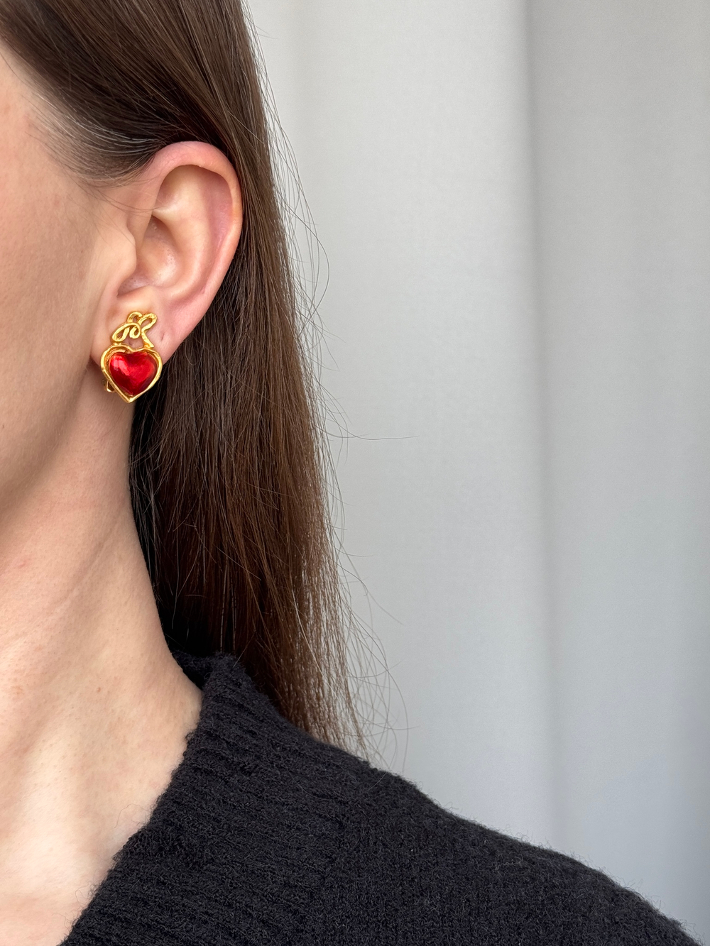 Клипсы с красными сердечками Sonia Rykiel