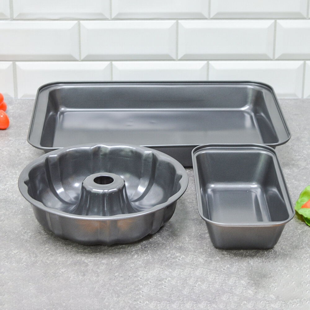 Набор форм для выпечки, 3шт в наборе (25*13*6см, 24*6,5см, 41*28*4,5см) 1000г