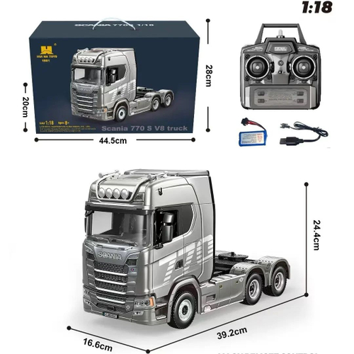 Радиоуправляемый грузовик Huina 1501 770S 1/18 (свет, звук) цвет серый