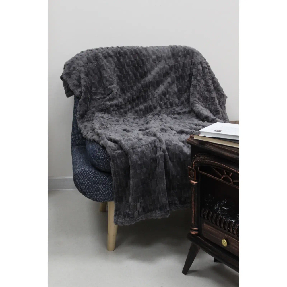 Плед 180*200см «Pompon», цвет графит, микрофлис, 240 гр/м²