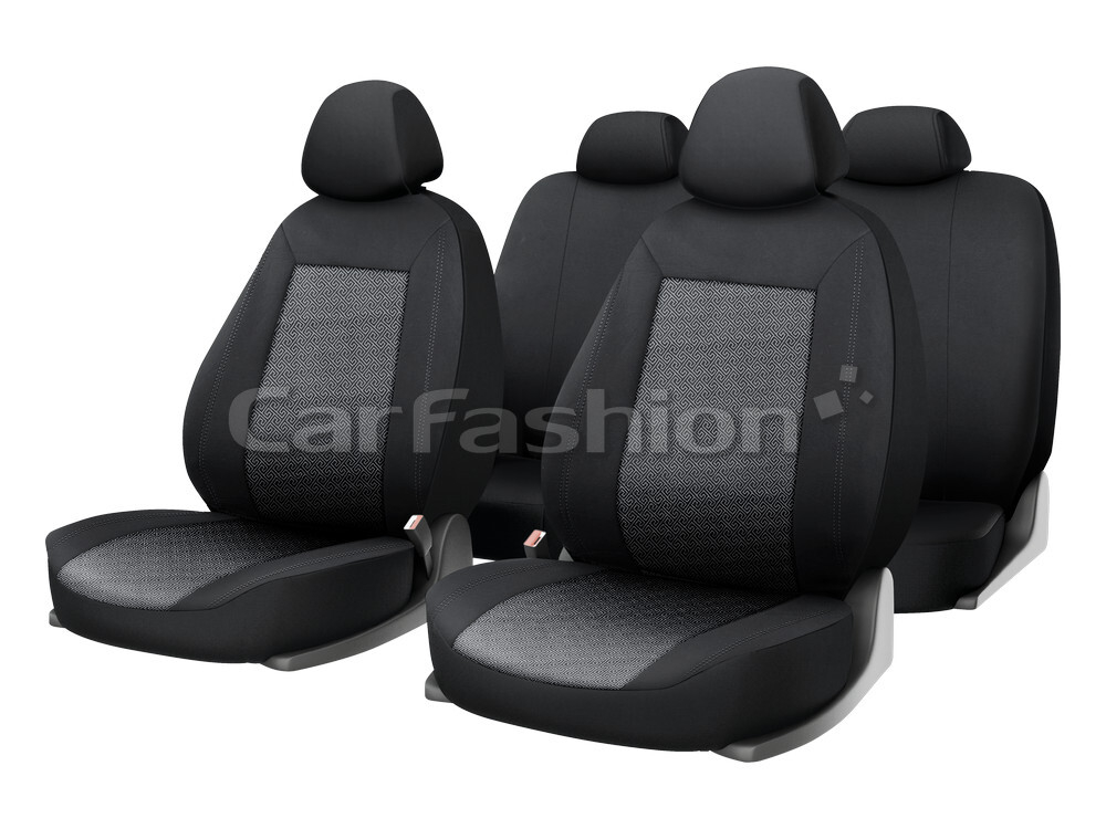 Чехлы на сидения CarFashion «RANGER JACQUARD» 11107 - Жакадрд -черный/св.серый/шов серый