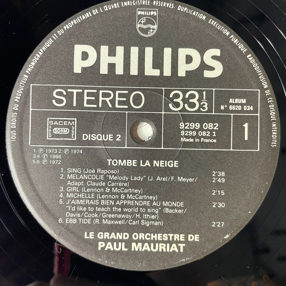 Винтажная виниловая пластинка LP Поль Мориа Le Grand Orchestre De Paul Mauriat Tombe La Neige (France 1975) (Obi) Melody Fair