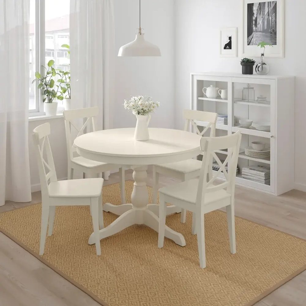 Обеденный набор - INGATORP/INGOLF IKEA/ИНГАТОРП/ИНГОЛЬФ ИКЕА, 110х74 см, белый