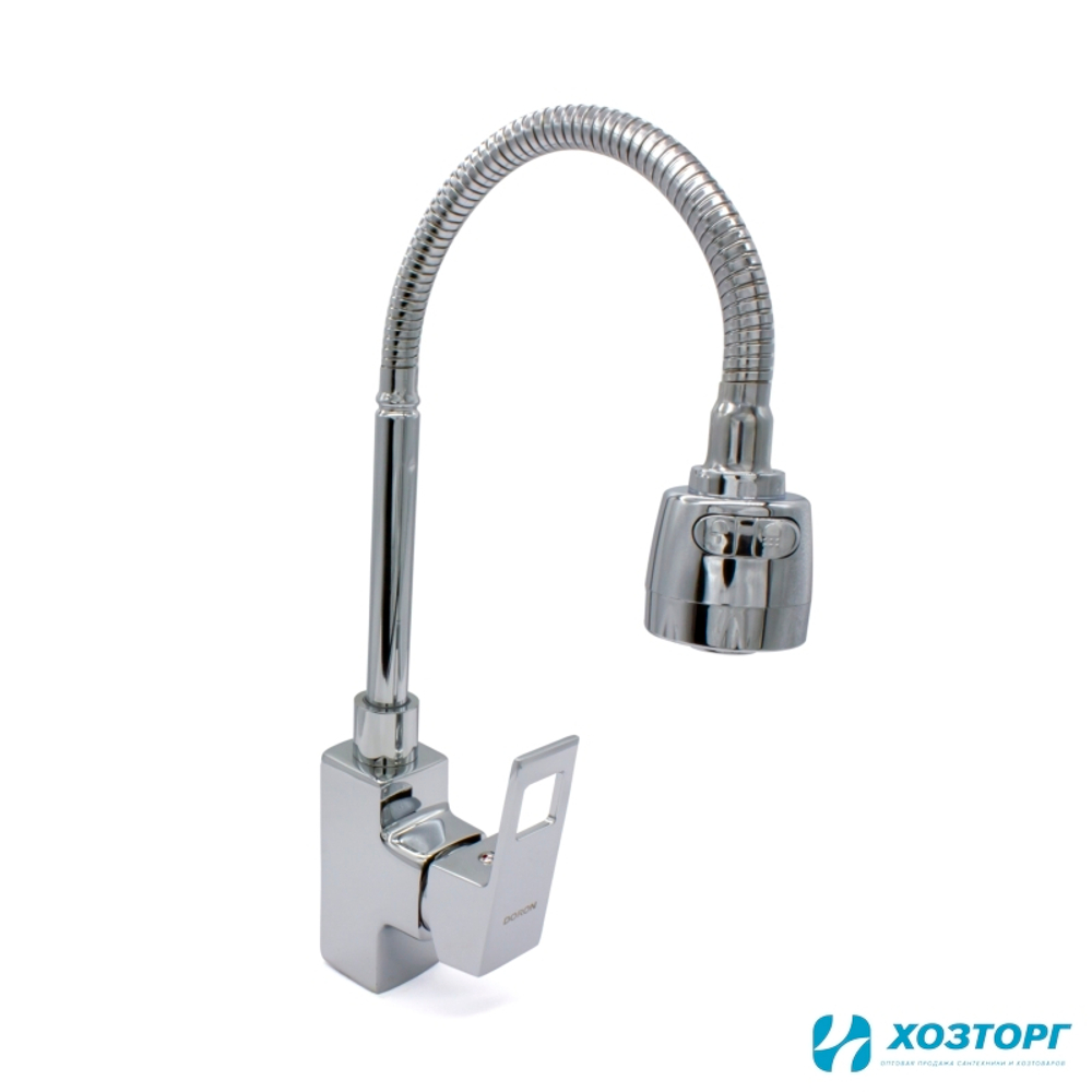 Смеситель для кухни Дорон DC 1835-N 1/2 шаров, хром, гофр. излив гибкий