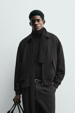 ZARA СТЕГАНАЯ КУРТКА ИЗ ИСКУССТВЕННОЙ ЗАМШИ, ЧЕРНЫЙ