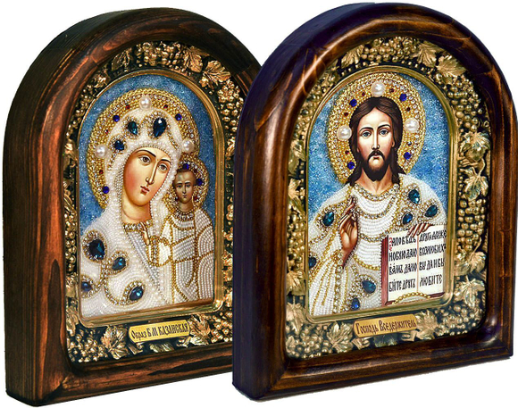 Икона Венчальная пара бисер