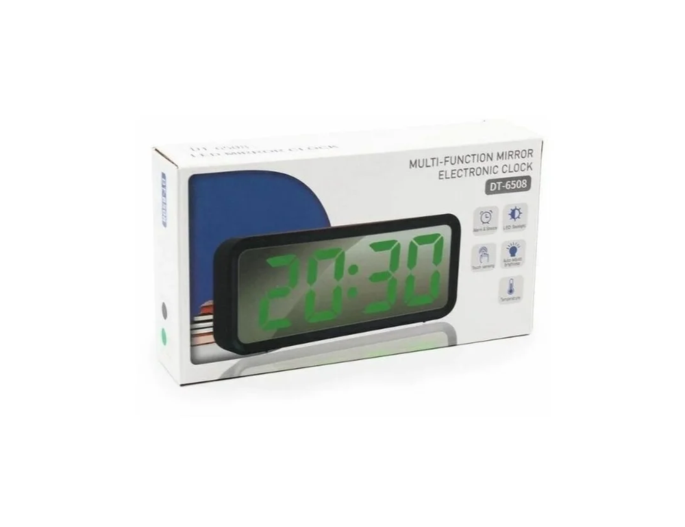 Часы зеркальные LED MIRROR DT-6508/Green