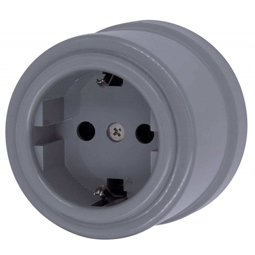 Розетка с З.К., пластик, цвет Титан B1-101-26