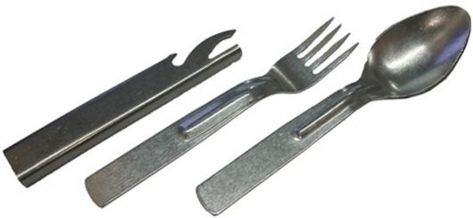 Набор столовых приборов армейский походный (вилка, ложка, консервный нож), оригинал СССР