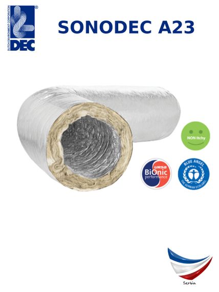 SONODEC A23S 127мм x10м Звукопоглощающий гибкий алюминиевый воздуховод (Сербия)