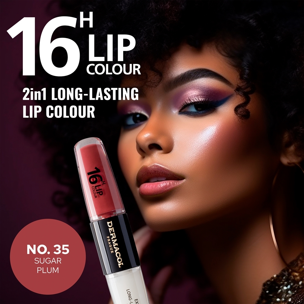 Dermacol 16H Lip Colour - Стойкая помада и блеск для губ, 2× 4 ml