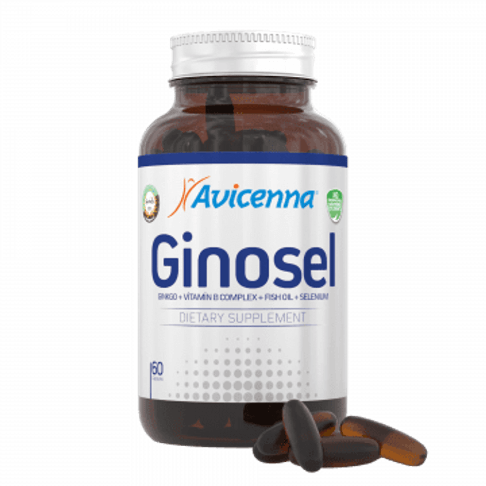 Avicenna Ginosel, БАД Витаминный комплекс "Гиносел" для защиты сосудов и активности мозга, 60 капсул.