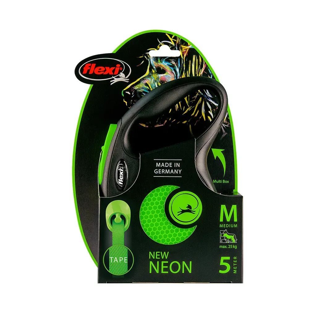 Рулетка flexi Limited Edition New Neon M (до 25 кг) лента 5 м, зеленый неон Рулетка flexi Limited Edition New Neon M (до 25 кг) лента 5 м, зеленый неон