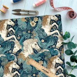 Ткань премиум интерлок фантазийные кони