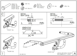 Фаркоп оцинкованный Galia A048A для Volkswagen Golf хетчбек 5 дв., Audi A3 хетчбек 3/5 дверей 2012- (паспорт и сертификат в комплекте)(без электрики)
