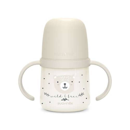 Бутылочка с ручками Suavinex Night Wild 150 мл бежевая, 6 мес+