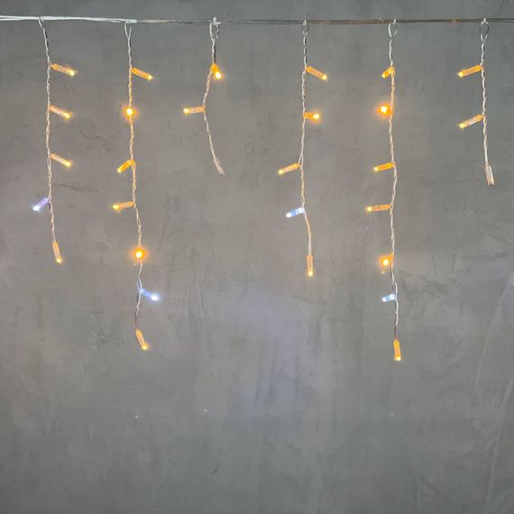 Светодиодная бахрома с колпачком 3,1*0,5 м., 120 желтых LED ламп, мерцание, прозрачный провод ПВХ, IP65, LTC (PIL120BLWCAP-10-2Y)