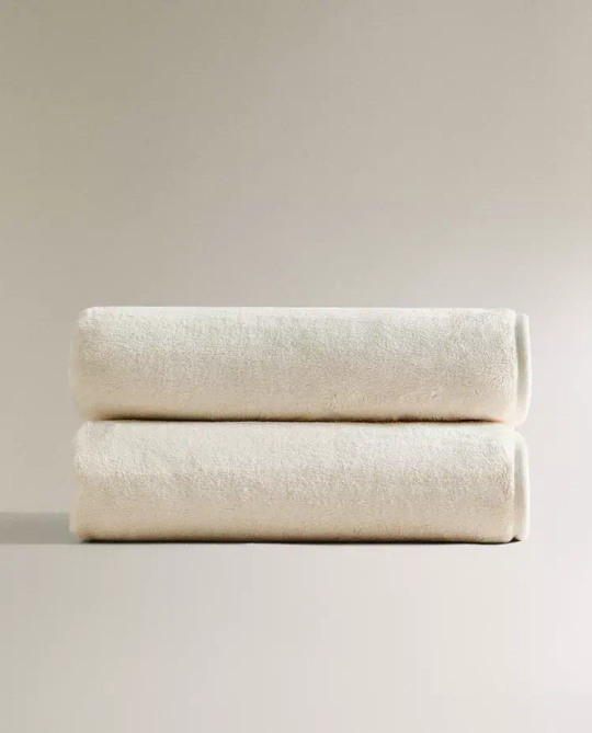 ZARA HOME ПЛЕД ИЗ ФЛИСА, ЭКРЮ